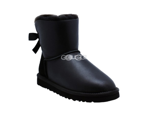Женские мини угги с бантиками Mini Bailey Bow Metallic Black