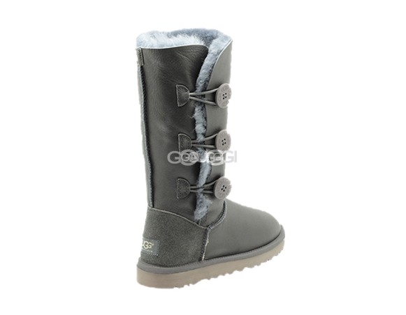 Женские угги с пуговицами Bailey Button Triplet Metallic Grey