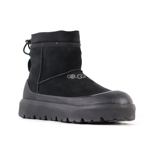 Женские мини угги с галошами Ugg Classic Mini Weather Hybrid Black (Угг Классик мини хабрид черные)