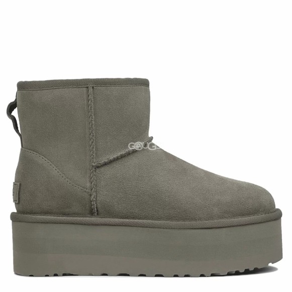 Женские мини угги на платформе Ugg Classic Mini Platform Smoke