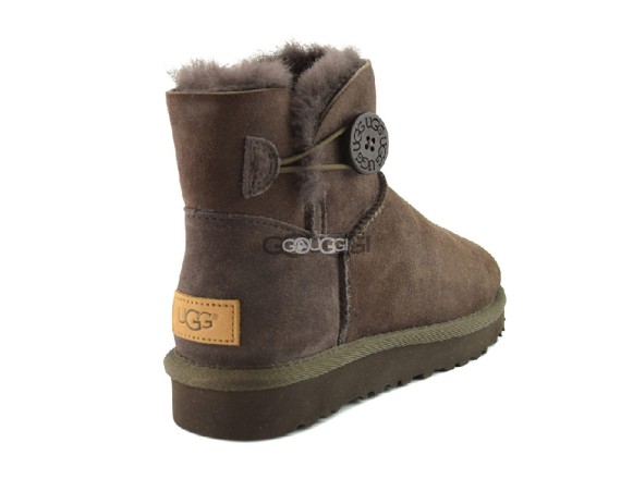 Женские мини угги с пуговицей Mini Bailey Button Chocolate