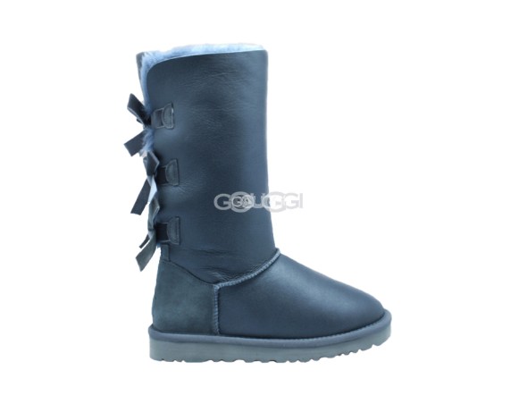 Женские высокие угги с бантиками Bailey Bow Tall Metallic Grey