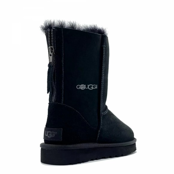 Женские короткие угги на молнии Ugg Classic Short Zip II Black (без камней)