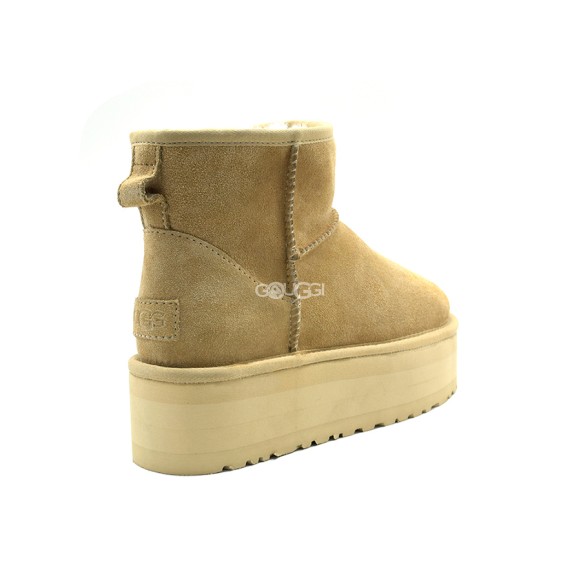 Женские мини угги на платформе Ugg Classic Mini Platform Sand