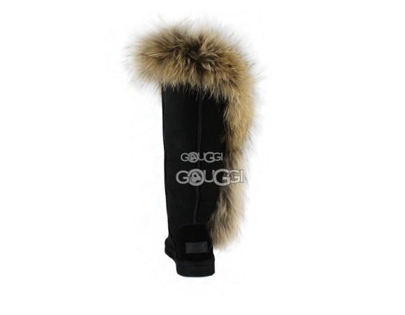 Женские высокие угги с мехом лисы Classic Tall Skillful Wrestling Fox Black