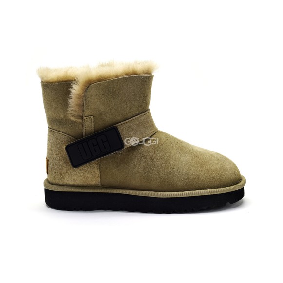 Женские мини угги Ugg Mini Bailey Graphic Logo Suede Sand